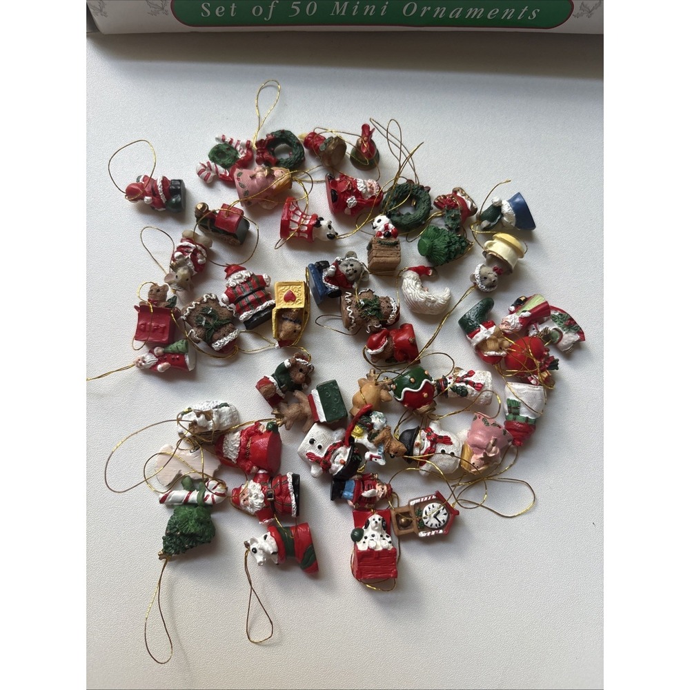 Vintage‎ Miniature Christmas Ornament  Lot of  49 Assorted Figurines
